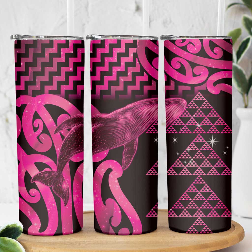 Humpback Whale Matariki New Zealand Skinny Tumbler NZ Maori Paikea Poutama Luxury Pink LT14 - Polynesian Pride
