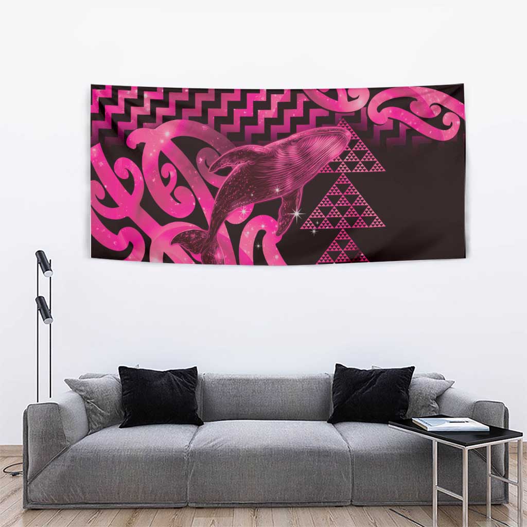Humpback Whale Matariki New Zealand Tapestry NZ Maori Paikea Poutama Luxury Pink