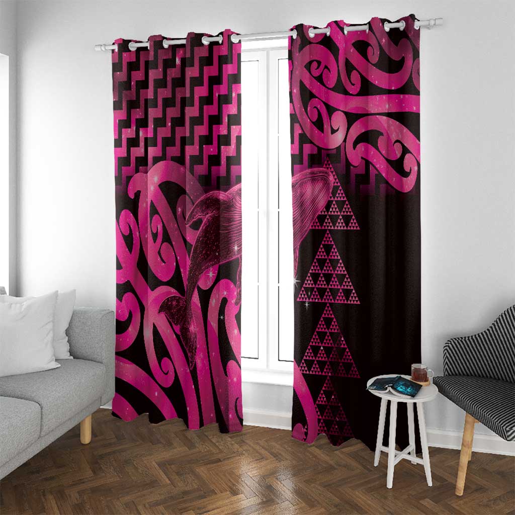 Humpback Whale Matariki New Zealand Window Curtain NZ Maori Paikea Poutama Luxury Pink