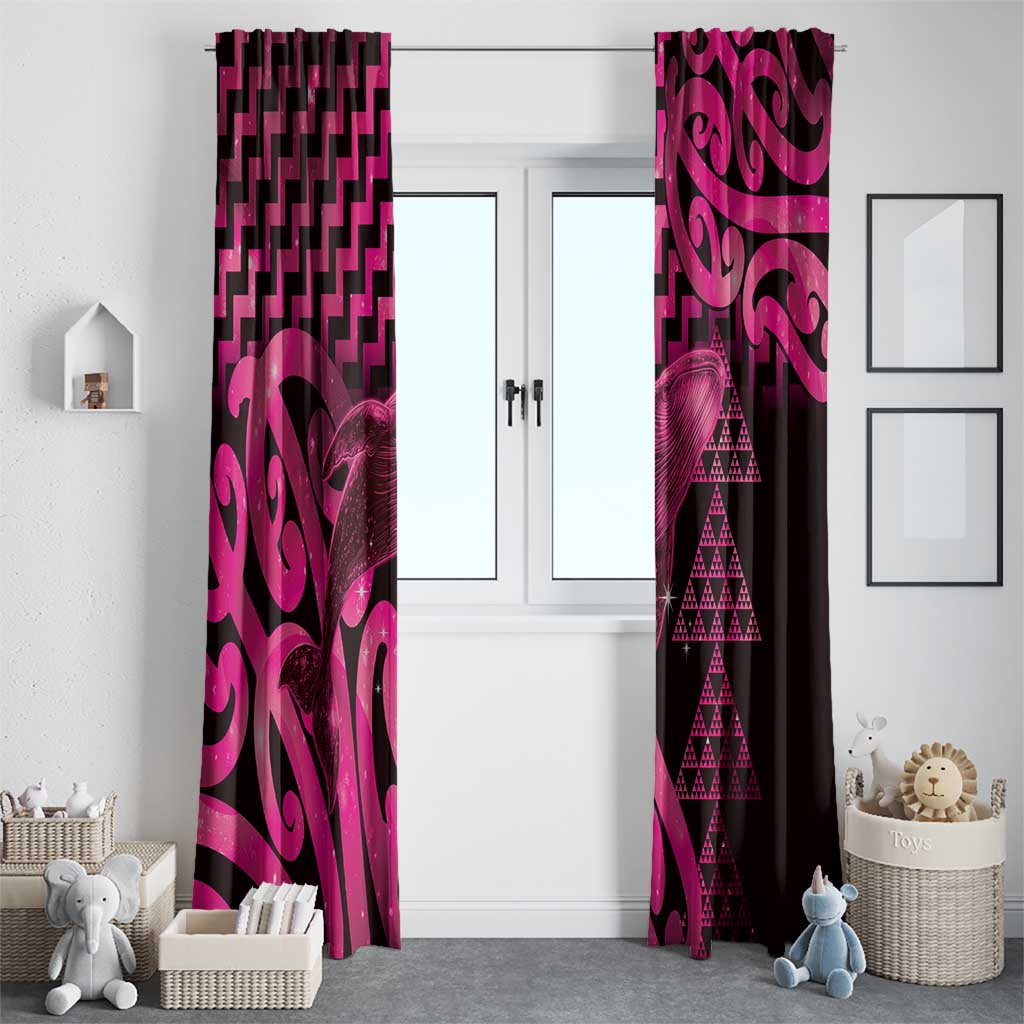 Humpback Whale Matariki New Zealand Window Curtain NZ Maori Paikea Poutama Luxury Pink
