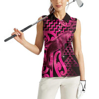 Humpback Whale Matariki New Zealand Women Sleeveless Polo Shirt NZ Maori Paikea Poutama Luxury Pink LT14 - Polynesian Pride