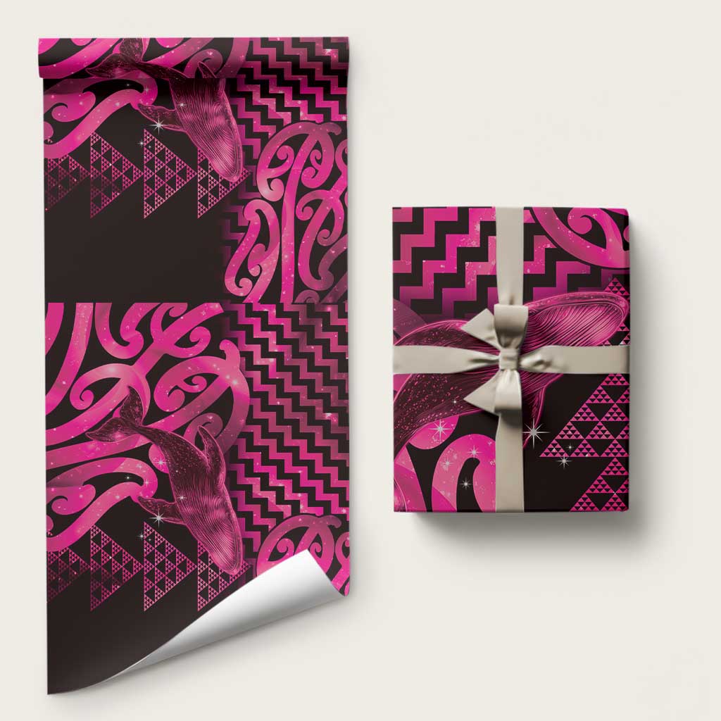 Humpback Whale Matariki New Zealand Wrapping Paper NZ Maori Paikea Poutama Luxury Pink LT14 58" × 23" Pink - Polynesian Pride