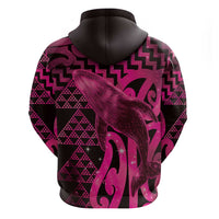 Humpback Whale Matariki New Zealand Zip Hoodie NZ Maori Paikea Poutama Luxury Pink LT14 - Polynesian Pride