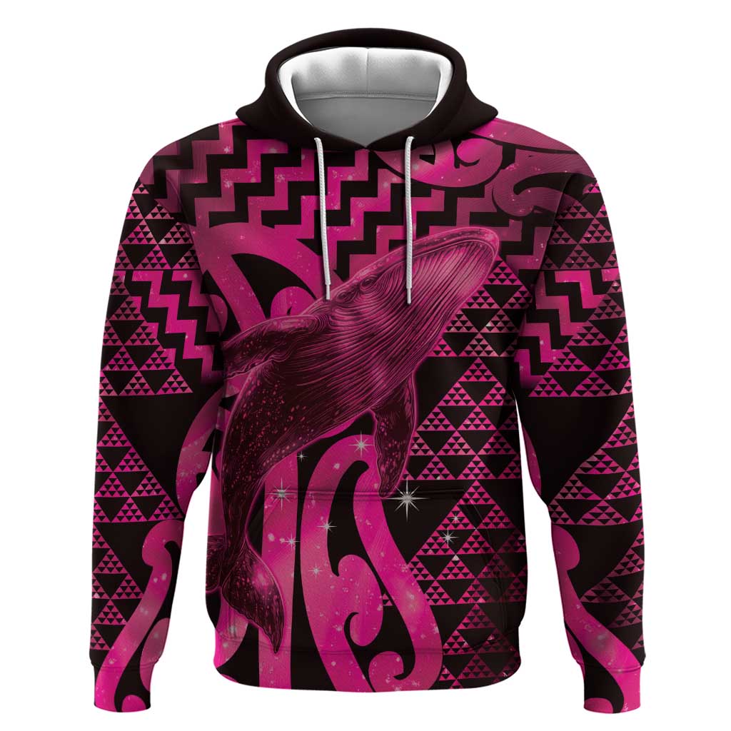 Humpback Whale Matariki New Zealand Zip Hoodie NZ Maori Paikea Poutama Luxury Pink LT14 Pullover Hoodie Pink - Polynesian Pride