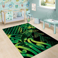 Humpback Whale Matariki New Zealand Area Rug NZ Maori Paikea Poutama Luxury Green