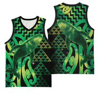 Humpback Whale Matariki New Zealand Basketball Jersey NZ Maori Paikea Poutama Luxury Green
