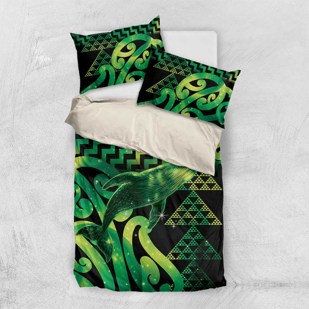 Humpback Whale Matariki New Zealand Bedding Set NZ Maori Paikea Poutama Luxury Green