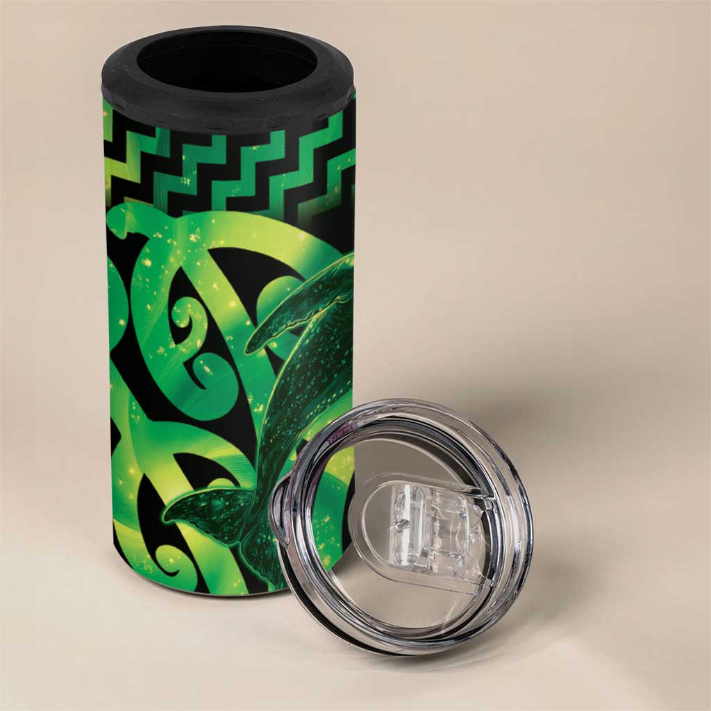 Humpback Whale Matariki New Zealand 4 in 1 Can Cooler Tumbler NZ Maori Paikea Poutama Luxury Green LT14 - Polynesian Pride