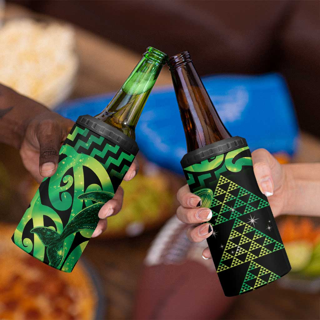 Humpback Whale Matariki New Zealand 4 in 1 Can Cooler Tumbler NZ Maori Paikea Poutama Luxury Green LT14 - Polynesian Pride