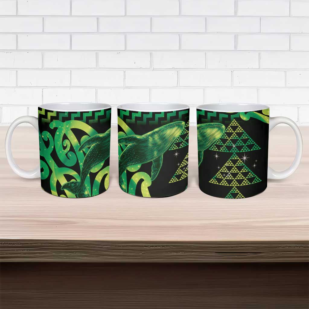 Humpback Whale Matariki New Zealand Ceramic Mug NZ Maori Paikea Poutama Luxury Green