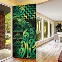 Humpback Whale Matariki New Zealand Door Cover NZ Maori Paikea Poutama Luxury Green LT14 - Polynesian Pride