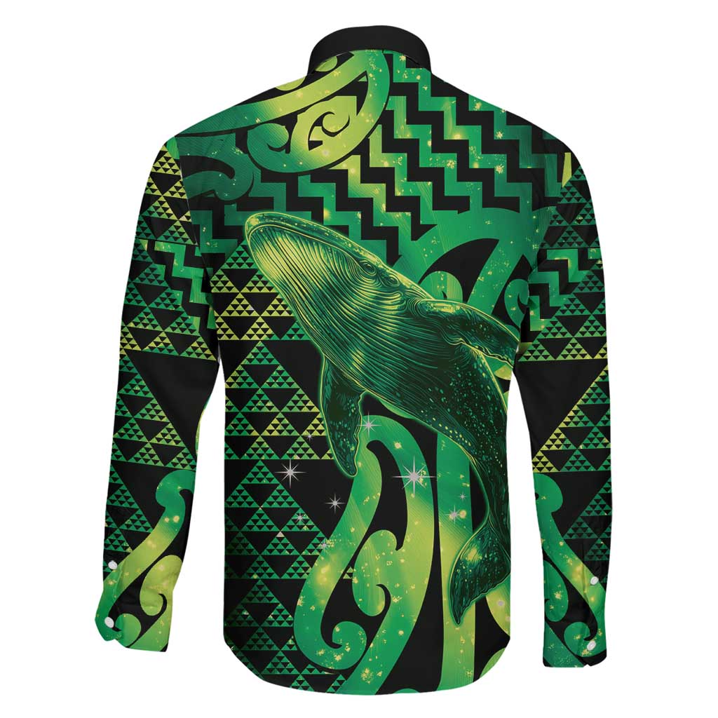 Humpback Whale Matariki New Zealand Family Matching Summer Maxi Dress and Hawaiian Shirt NZ Maori Paikea Poutama Luxury Green LT14 - Polynesian Pride