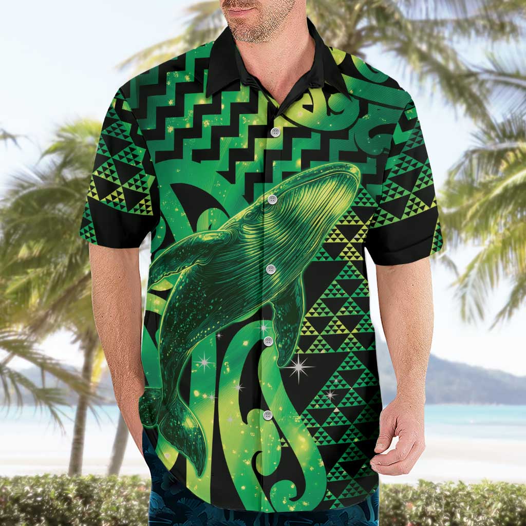 Humpback Whale Matariki New Zealand Hawaiian Shirt NZ Maori Paikea Poutama Luxury Green LT14 - Polynesian Pride