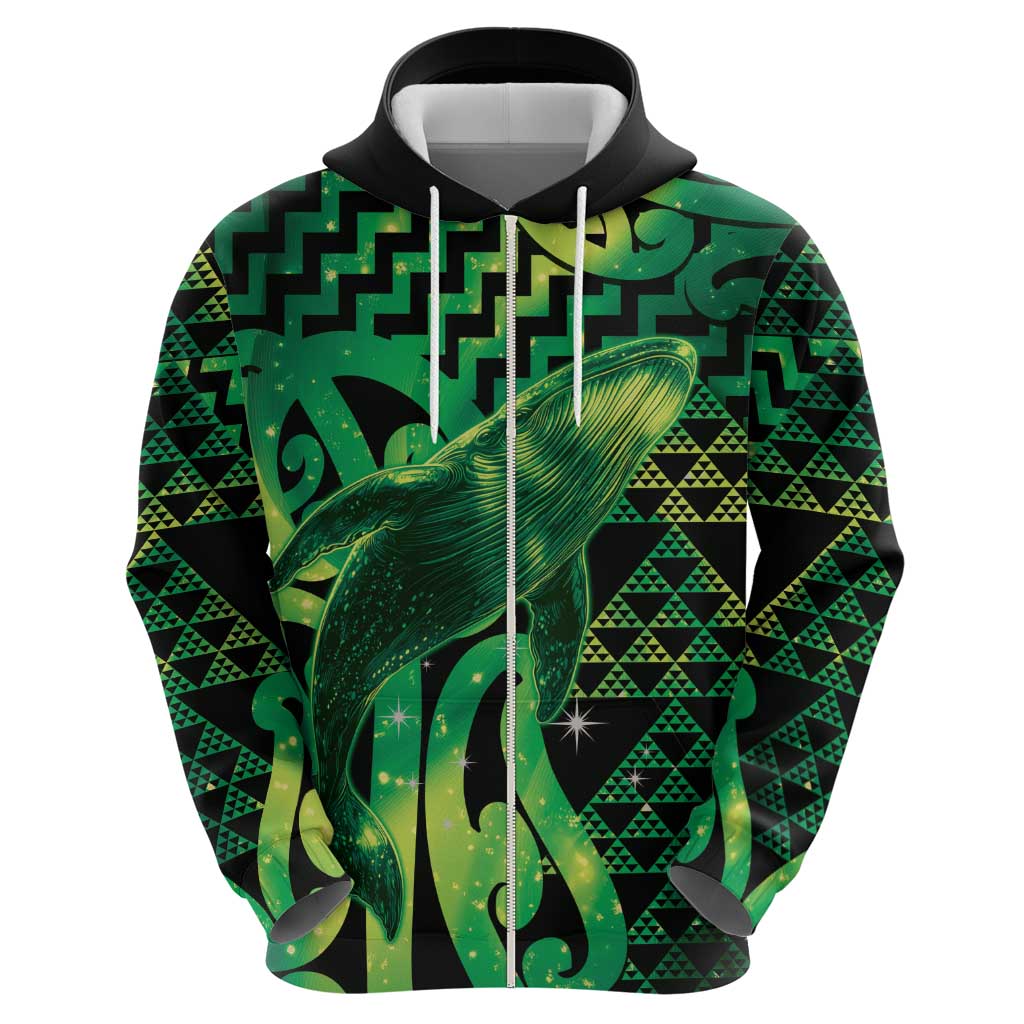 Humpback Whale Matariki New Zealand Hoodie NZ Maori Paikea Poutama Luxury Green LT14 - Polynesian Pride
