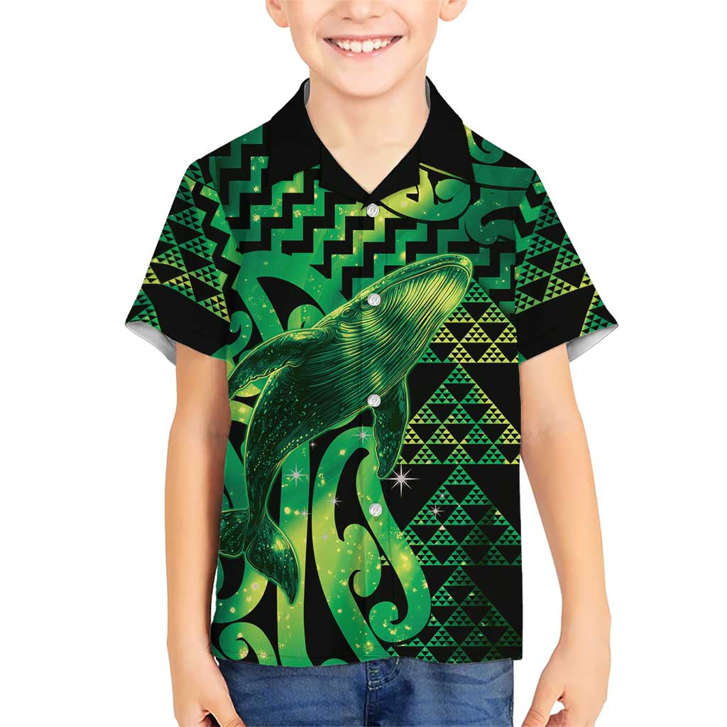 Humpback Whale Matariki New Zealand Kid Hawaiian Shirt NZ Maori Paikea Poutama Luxury Green