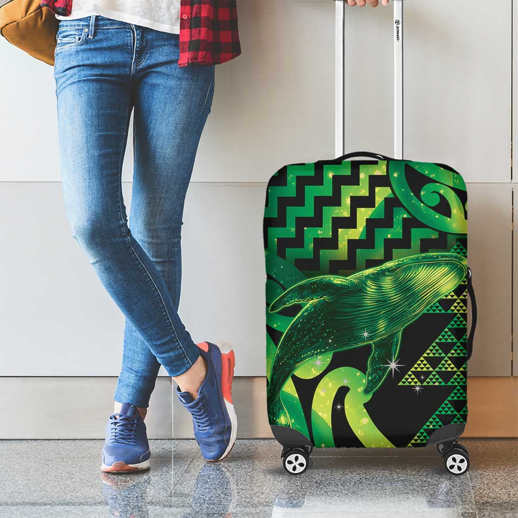 Humpback Whale Matariki New Zealand Luggage Cover NZ Maori Paikea Poutama Luxury Green LT14 - Polynesian Pride