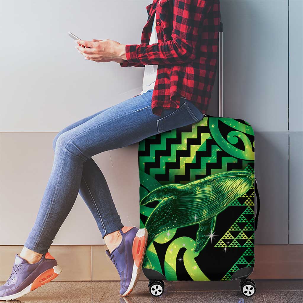 Humpback Whale Matariki New Zealand Luggage Cover NZ Maori Paikea Poutama Luxury Green LT14 - Polynesian Pride