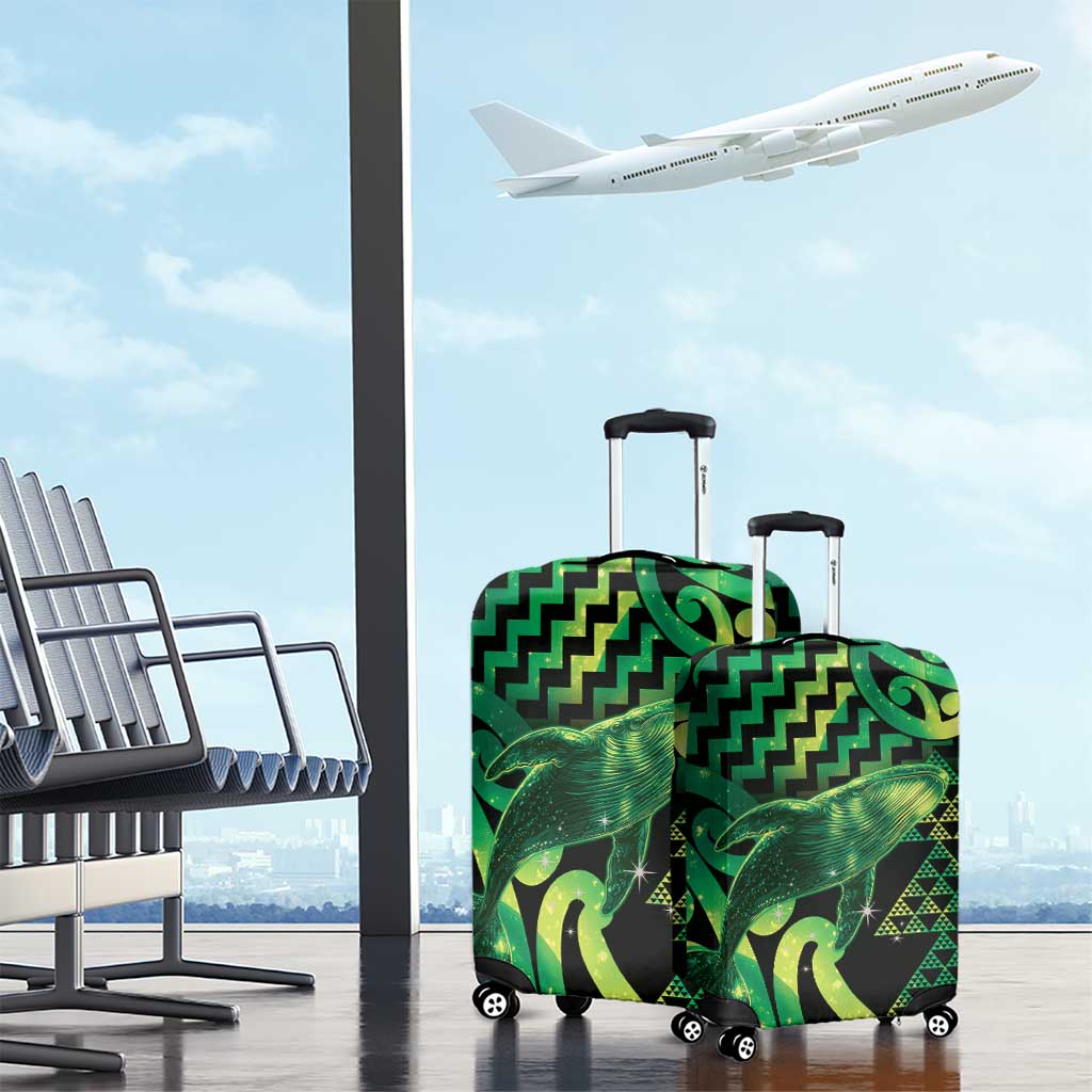 Humpback Whale Matariki New Zealand Luggage Cover NZ Maori Paikea Poutama Luxury Green LT14 - Polynesian Pride