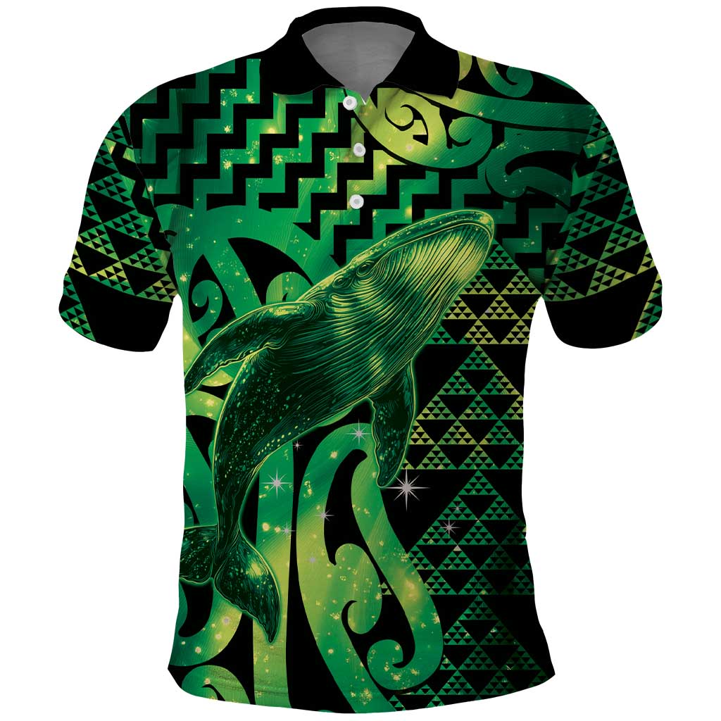 Humpback Whale Matariki New Zealand Polo Shirt NZ Maori Paikea Poutama Luxury Green LT14 Green - Polynesian Pride