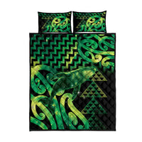 Humpback Whale Matariki New Zealand Quilt Bed Set NZ Maori Paikea Poutama Luxury Green