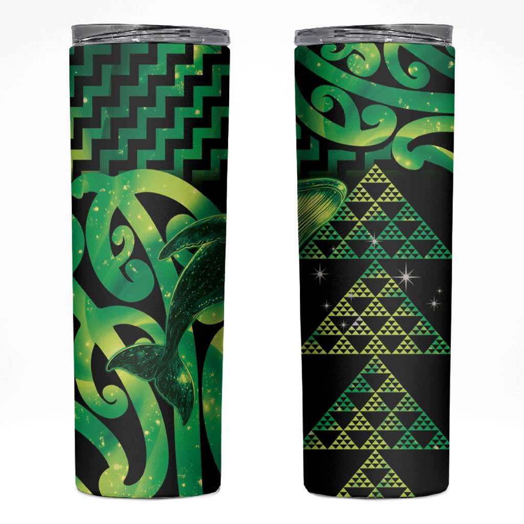 Humpback Whale Matariki New Zealand Skinny Tumbler NZ Maori Paikea Poutama Luxury Green LT14 Green - Polynesian Pride