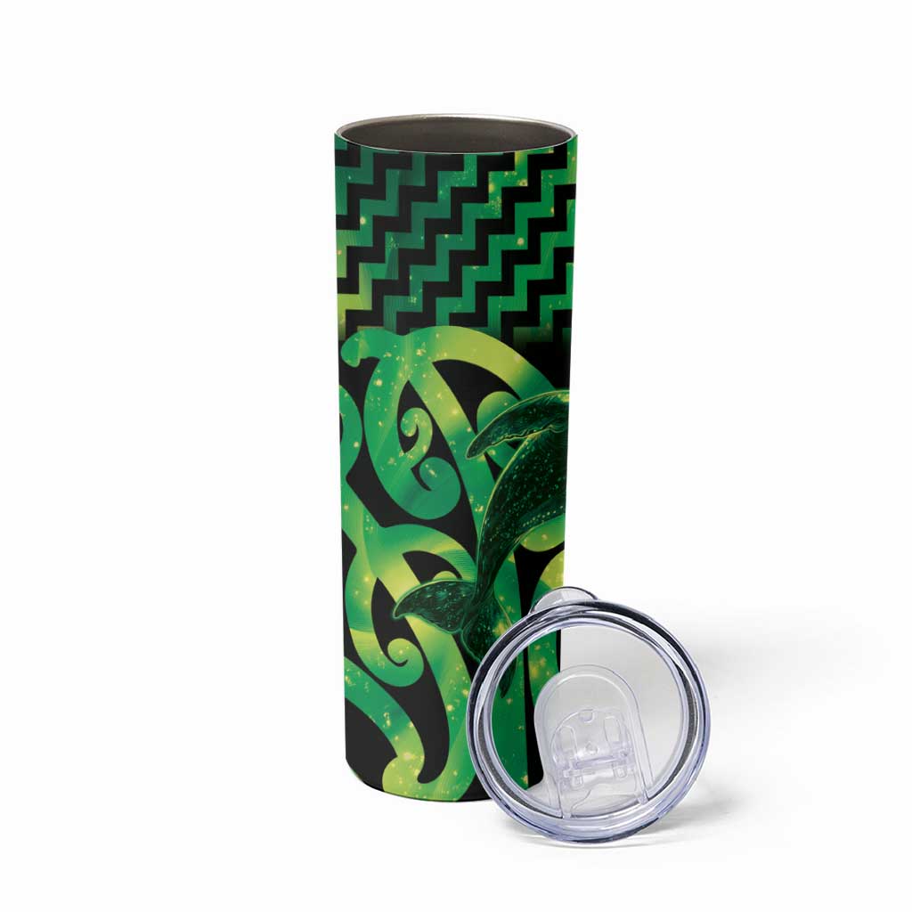 Humpback Whale Matariki New Zealand Skinny Tumbler NZ Maori Paikea Poutama Luxury Green LT14 - Polynesian Pride