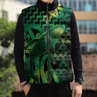Humpback Whale Matariki New Zealand Sleeveless Puffer Jacket NZ Maori Paikea Poutama Luxury Green