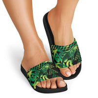Humpback Whale Matariki New Zealand Slide Sandals NZ Maori Paikea Poutama Luxury Green