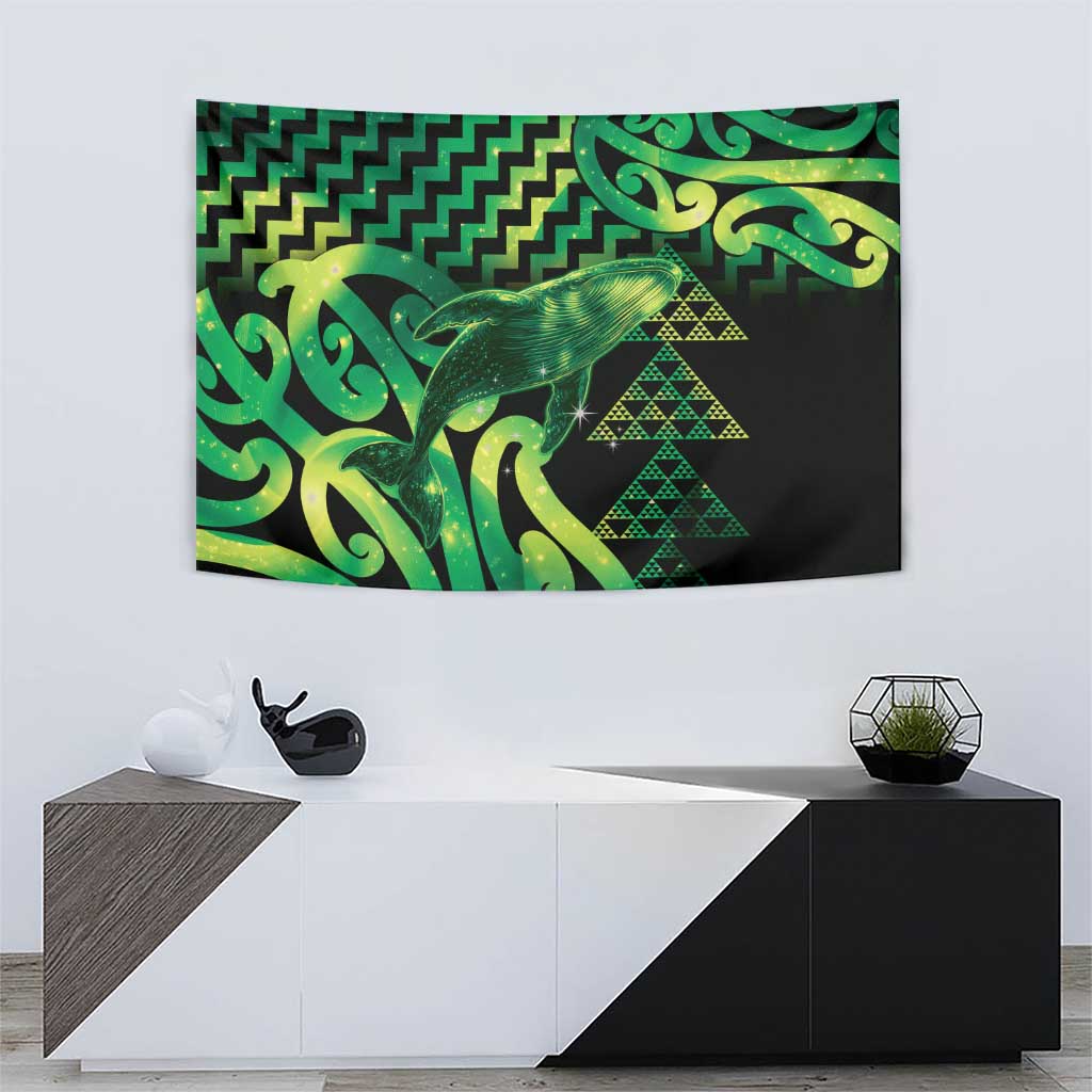 Humpback Whale Matariki New Zealand Tapestry NZ Maori Paikea Poutama Luxury Green