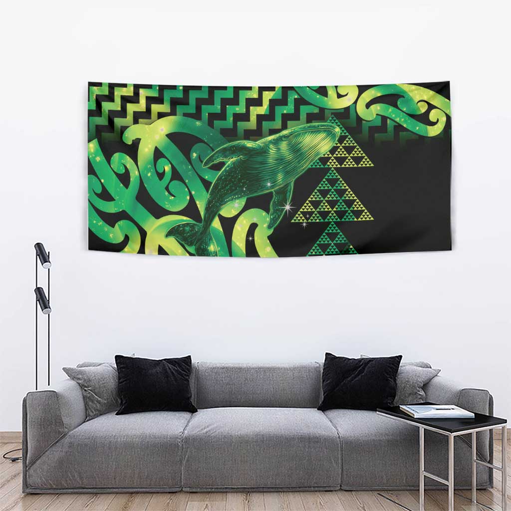 Humpback Whale Matariki New Zealand Tapestry NZ Maori Paikea Poutama Luxury Green