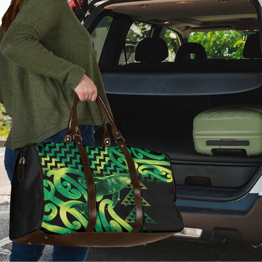 Humpback Whale Matariki New Zealand Travel Bag NZ Maori Paikea Poutama Luxury Green