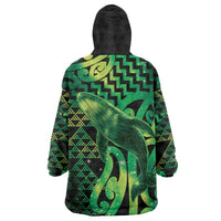 Humpback Whale Matariki New Zealand Wearable Blanket Hoodie NZ Maori Paikea Poutama Luxury Green LT14 - Polynesian Pride