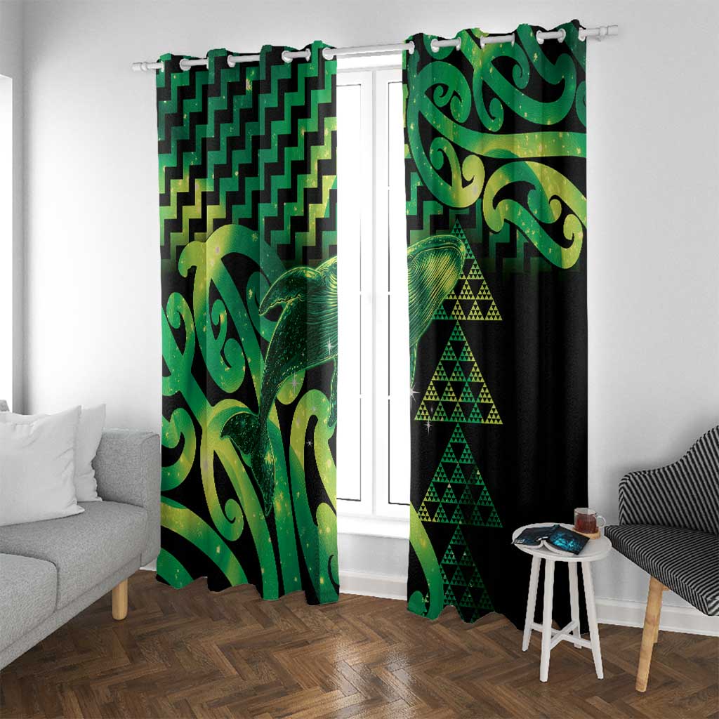 Humpback Whale Matariki New Zealand Window Curtain NZ Maori Paikea Poutama Luxury Green