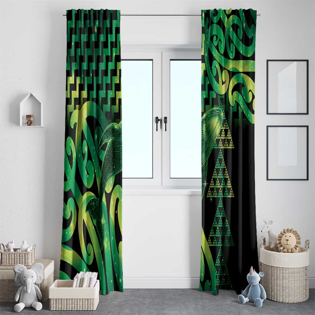 Humpback Whale Matariki New Zealand Window Curtain NZ Maori Paikea Poutama Luxury Green