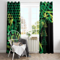 Humpback Whale Matariki New Zealand Window Curtain NZ Maori Paikea Poutama Luxury Green