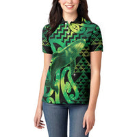 Humpback Whale Matariki New Zealand Women Polo Shirt NZ Maori Paikea Poutama Luxury Green LT14 - Polynesian Pride