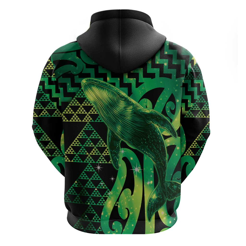 Humpback Whale Matariki New Zealand Zip Hoodie NZ Maori Paikea Poutama Luxury Green LT14 - Polynesian Pride