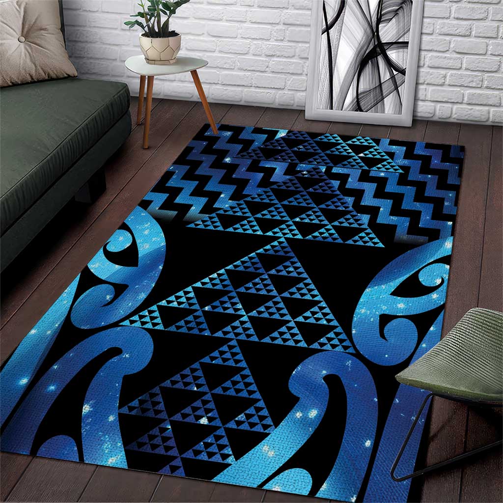 Taniko Motifs Matariki New Zealand Area Rug NZ Niho Taniwha Poutama LT14 Blue - Polynesian Pride