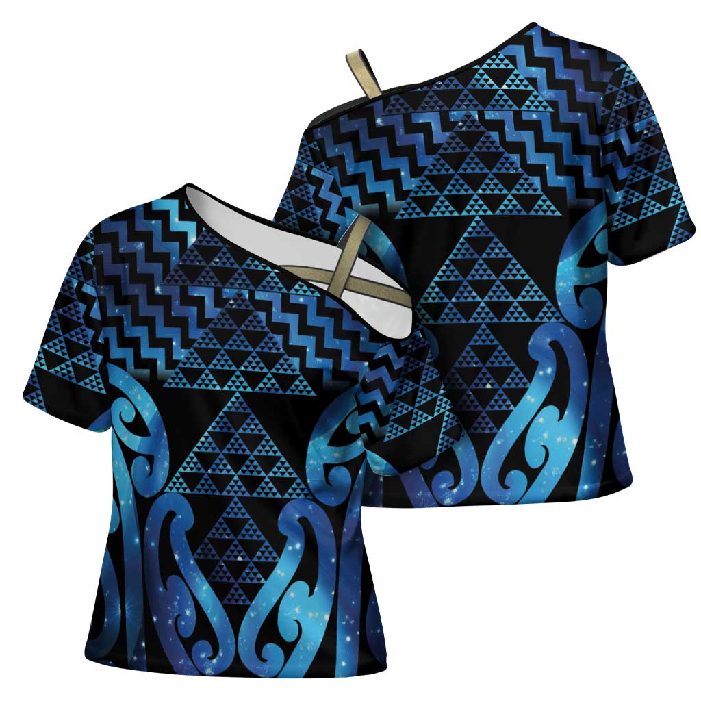 Taniko Motifs Matariki New Zealand Cross Shoulder Shirt NZ Niho Taniwha Poutama