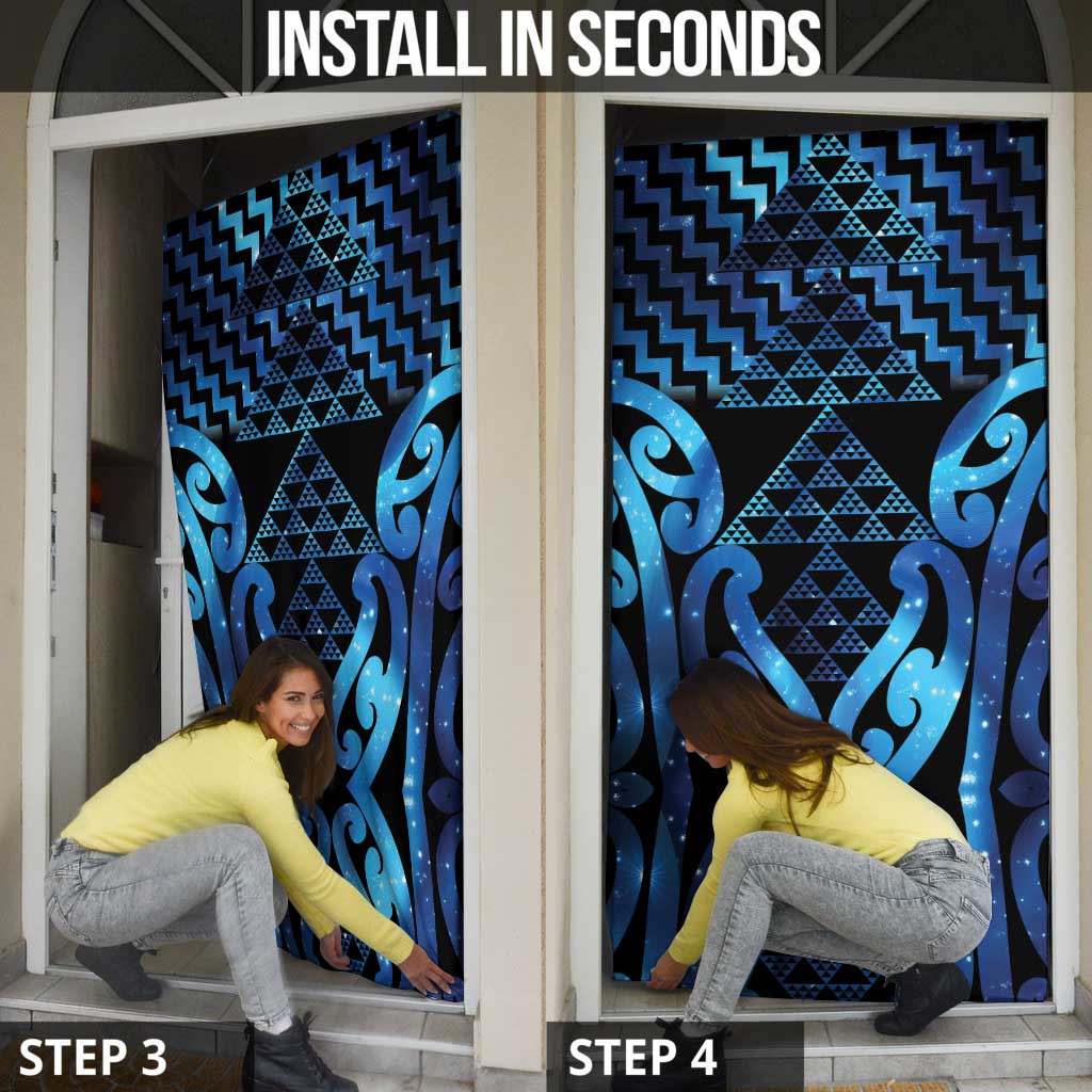 Taniko Motifs Matariki New Zealand Door Cover NZ Niho Taniwha Poutama