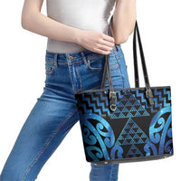 Taniko Motifs Matariki New Zealand Leather Tote Bag NZ Niho Taniwha Poutama