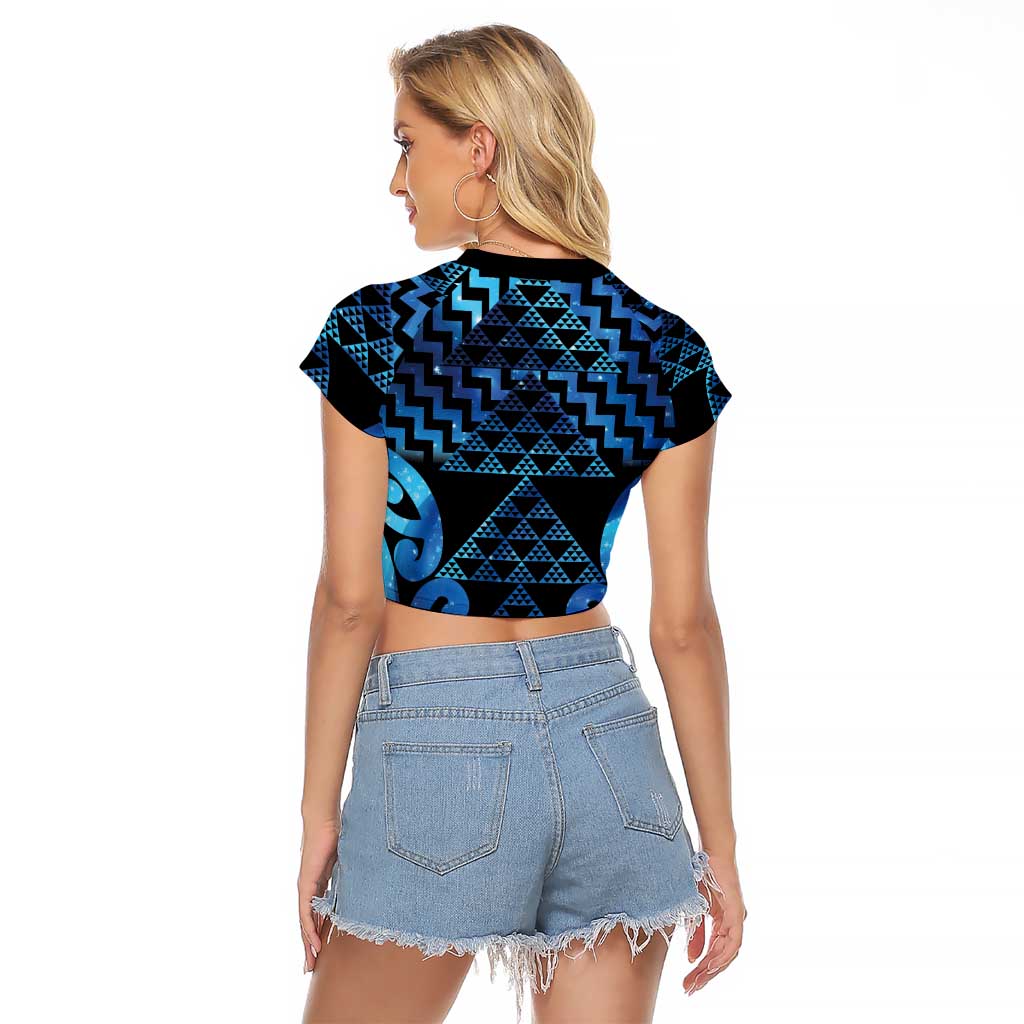 Taniko Motifs Matariki New Zealand Raglan Cropped T Shirt NZ Niho Taniwha Poutama