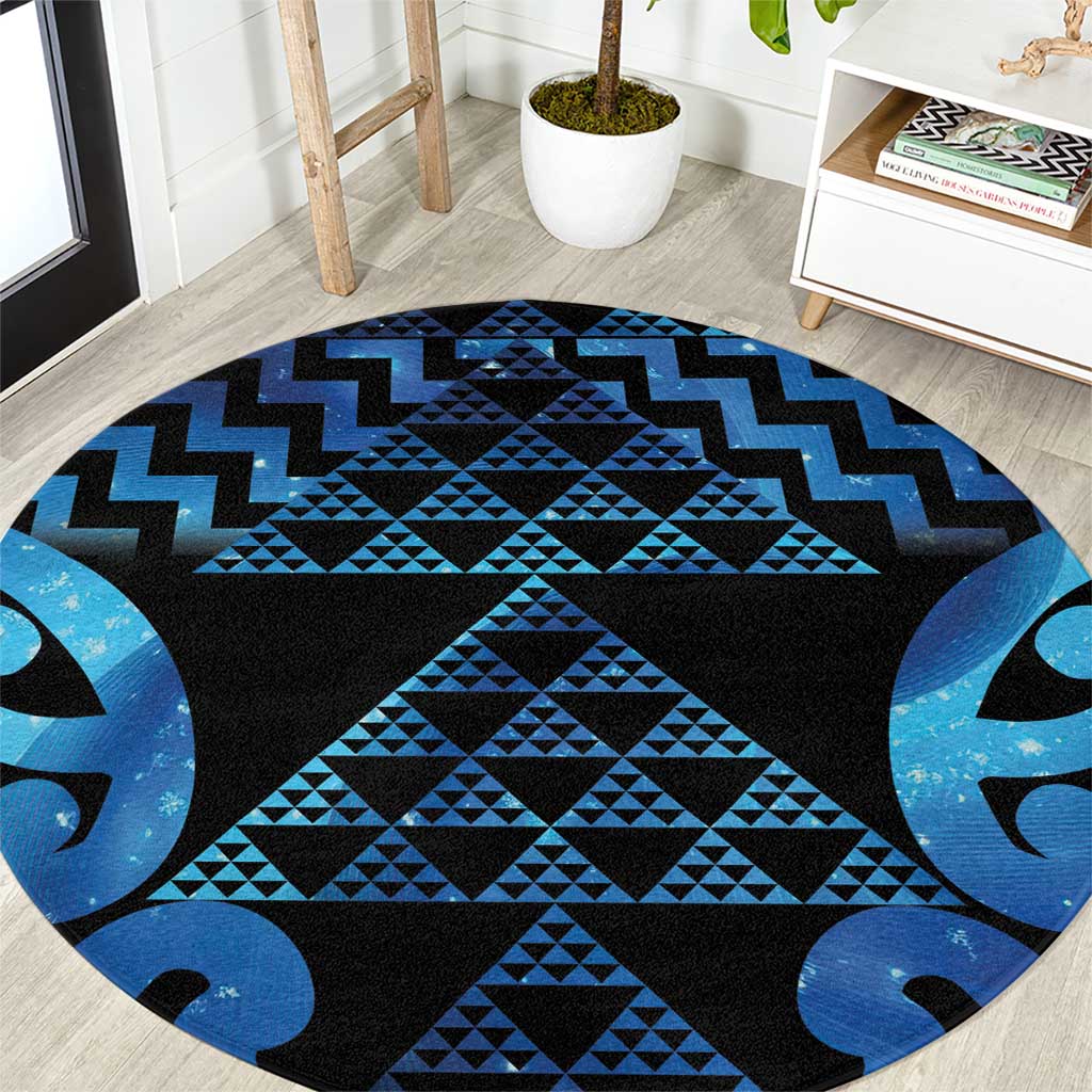 Taniko Motifs Matariki New Zealand Round Carpet NZ Niho Taniwha Poutama