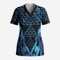Taniko Motifs Matariki New Zealand Scrub Top NZ Niho Taniwha Poutama