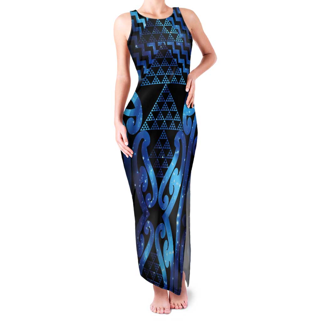 Taniko Motifs Matariki New Zealand Tank Maxi Dress NZ Niho Taniwha Poutama
