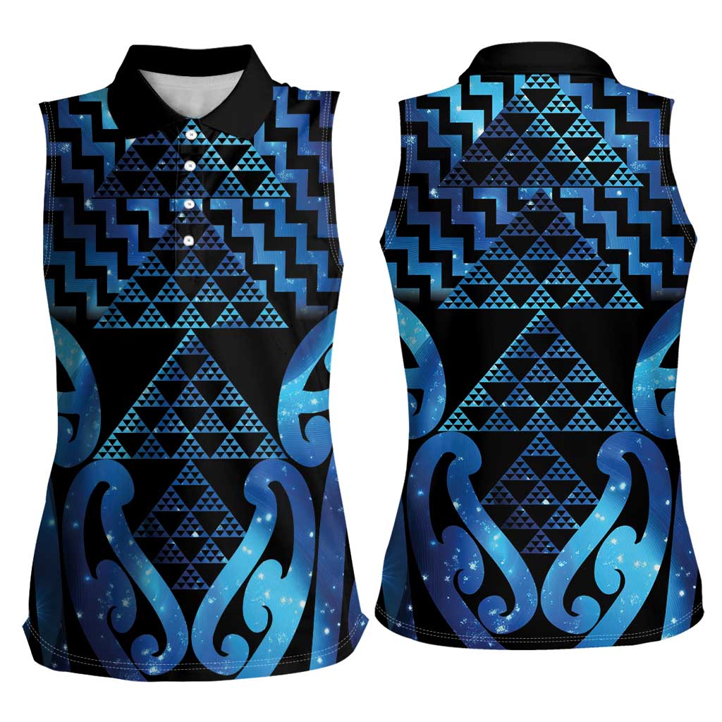 Taniko Motifs Matariki New Zealand Women Sleeveless Polo Shirt NZ Niho Taniwha Poutama LT14 - Polynesian Pride