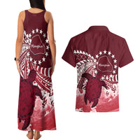 Cook Islands Mangaia Gospel Day Couples Matching Tank Maxi Dress and Hawaiian Shirt Polynesian Art With Sea Turtle