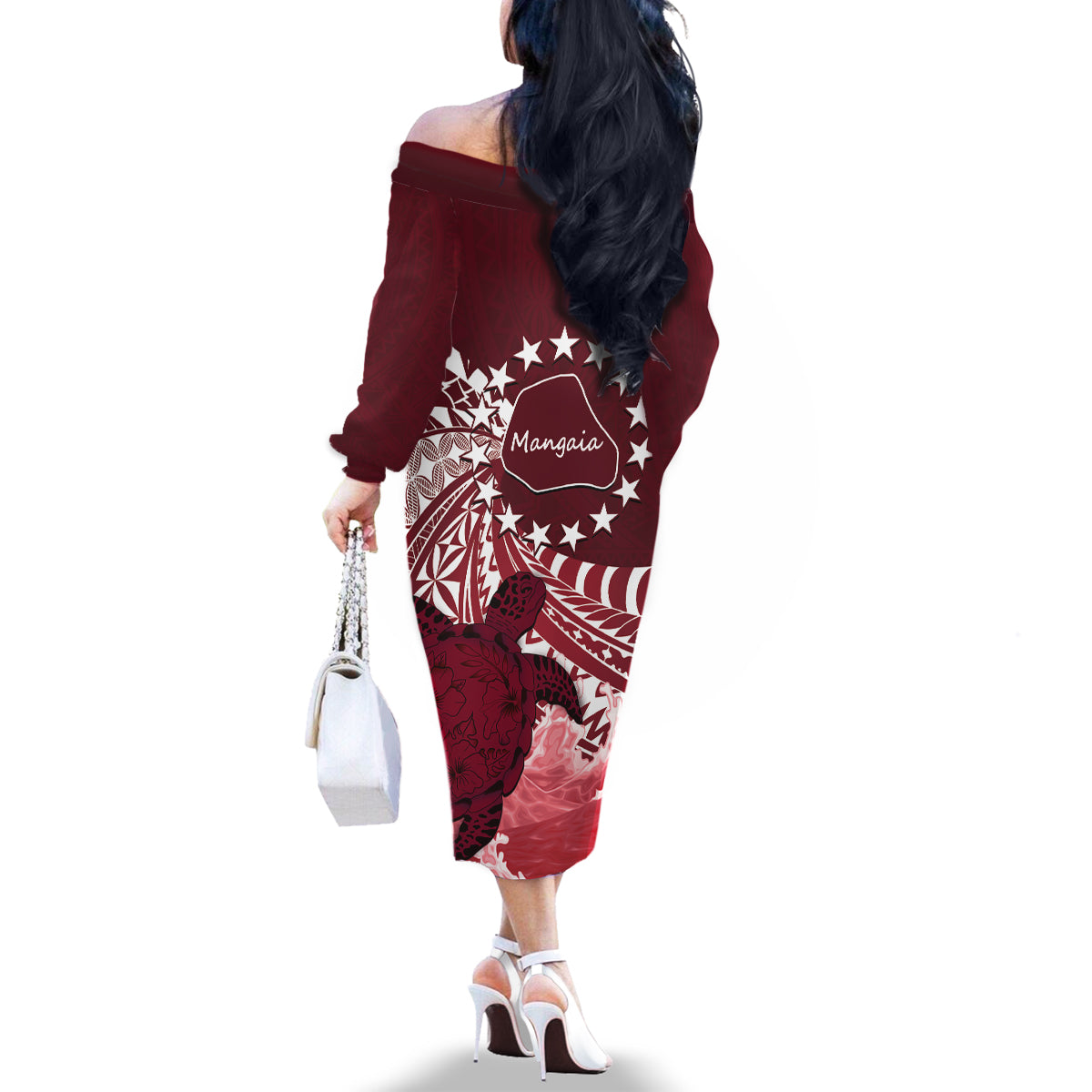 Cook Islands Mangaia Gospel Day Family Matching Off The Shoulder Long Sleeve Dress and Hawaiian Shirt Polynesian Art With Sea Turtle