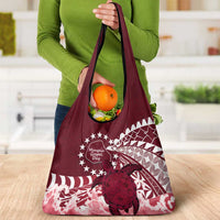 Cook Islands Mangaia Gospel Day Grocery Bag Polynesian Art With Sea Turtle