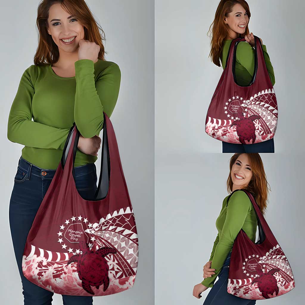 Cook Islands Mangaia Gospel Day Grocery Bag Polynesian Art With Sea Turtle